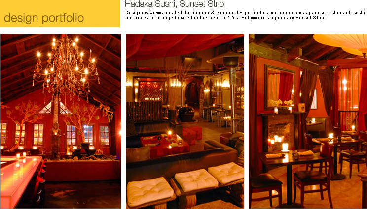 restaurant design LA, restauran interior design hollywood, hadaka sushi, sunset strip